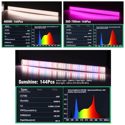 Full Spectrum LED Growth Tube 4000K/Purple/Sunlight Plant Lamp Greenhouse Hydroponic Flower Growth Lamp