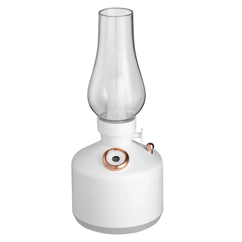Nuevo humidificador de aire con lámpara retro de vela, difusor de aroma inalámbrico, aceite esencial recargable, 7 luces de colores, niebla fría para el hogar
