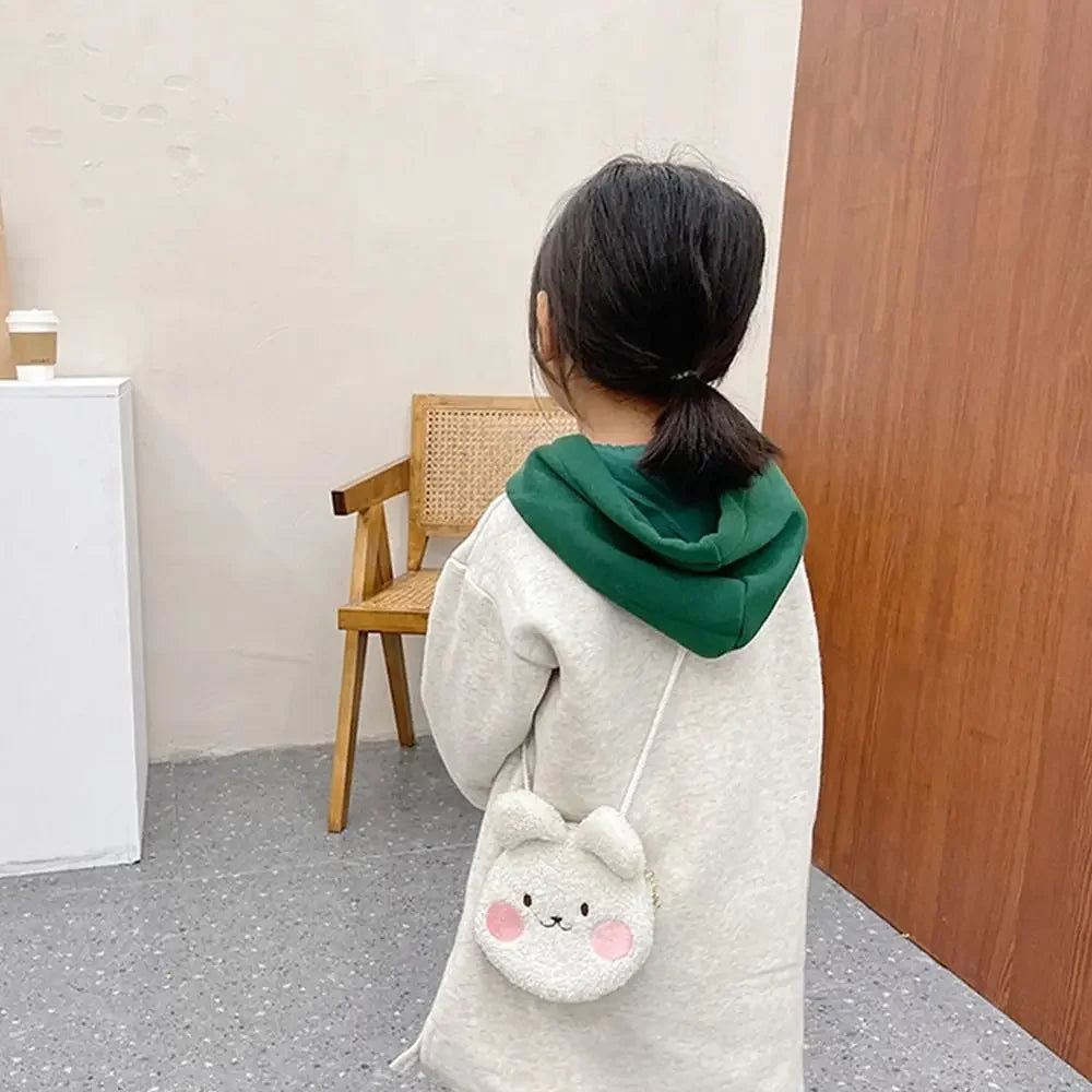 New Cartoon Bear Girls Plush Shoulder Bag Autumn Winter Cute Kids Messenger Bag