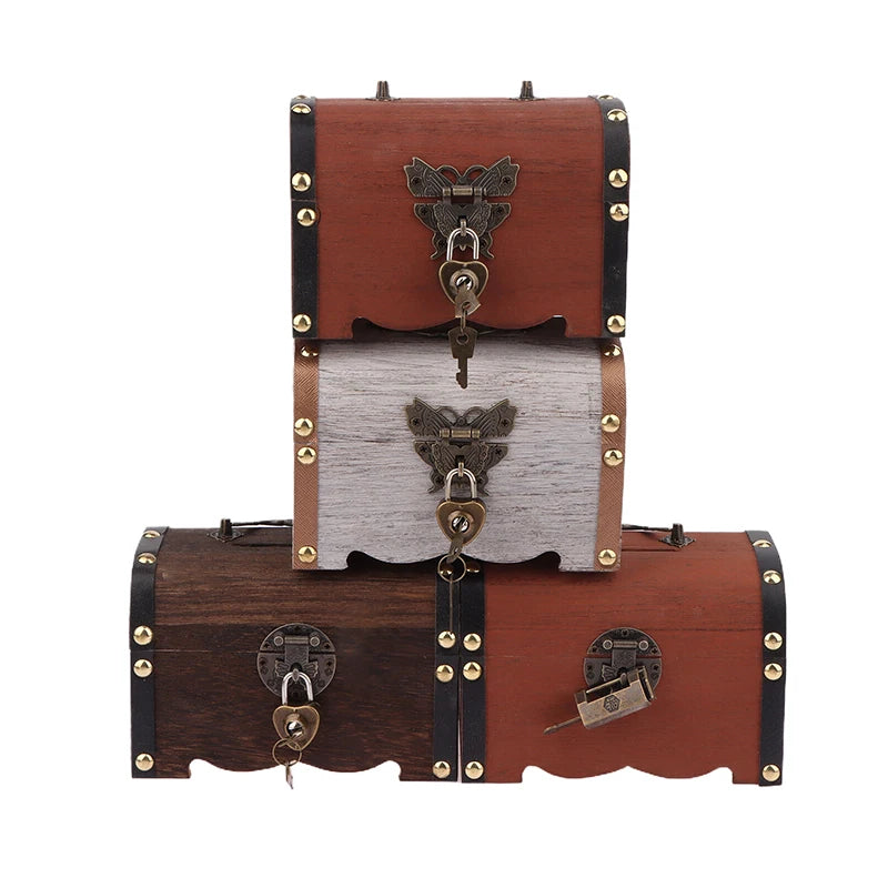 Classic Treasure Chest Savings Box with Secure Lock for Home Ornamentation