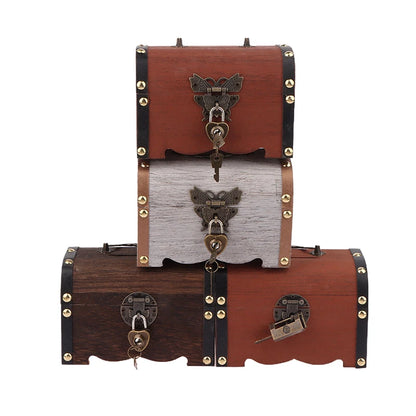 Classic Treasure Chest Savings Box with Secure Lock for Home Ornamentation