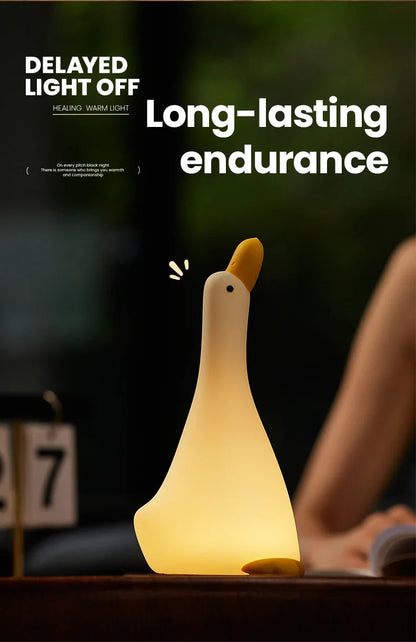 Rechargeable LED Night Light Cute Duck Silicone Patting Lamp Nursery Children Nightlights Home Bedside Room Decor Birthday Gift