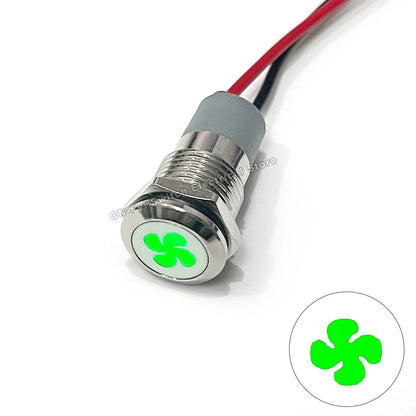 8/12/14MM Waterproof Symbol LED Indicator Light 12V 24V Silver Metal Indicator Turn Signal Pilot Light with Wire Car Dashboard