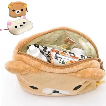 Cartoon Rilakkuma Makeup Organizer Storage Bag Cute Cartoon Bear Plush Kawaii Cosmetic Bags Vanity Beauty Case Gift