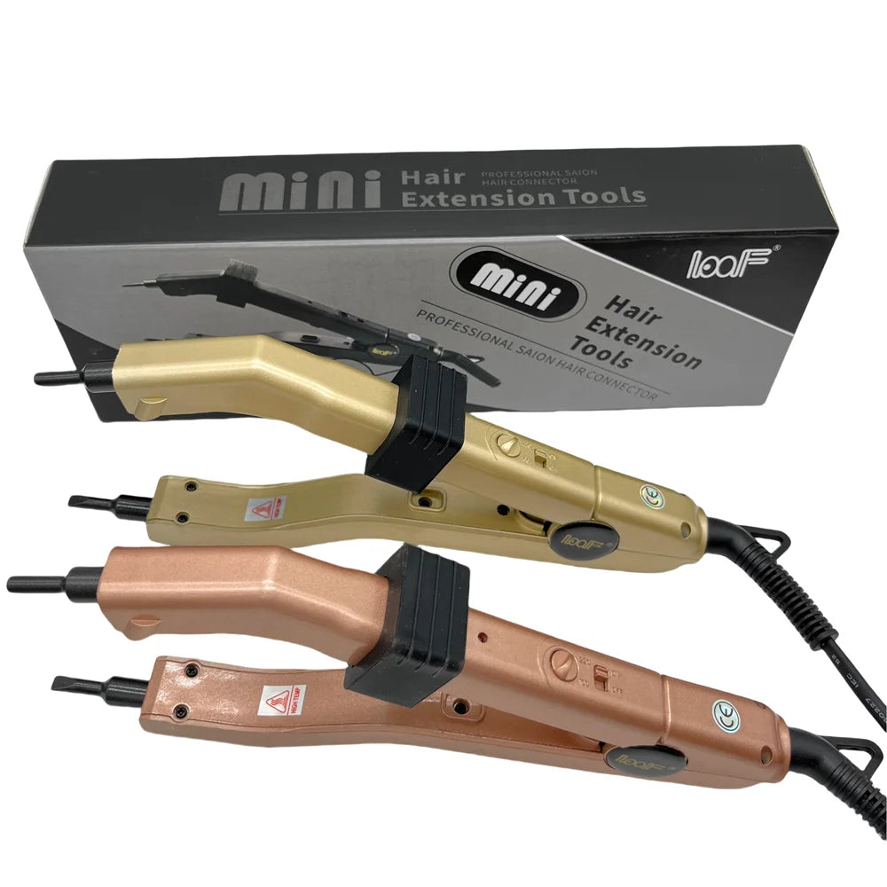 Loof golden Heat Hair Connector, Temperature Controllable Heat Iron Hair Extension Tools Kit