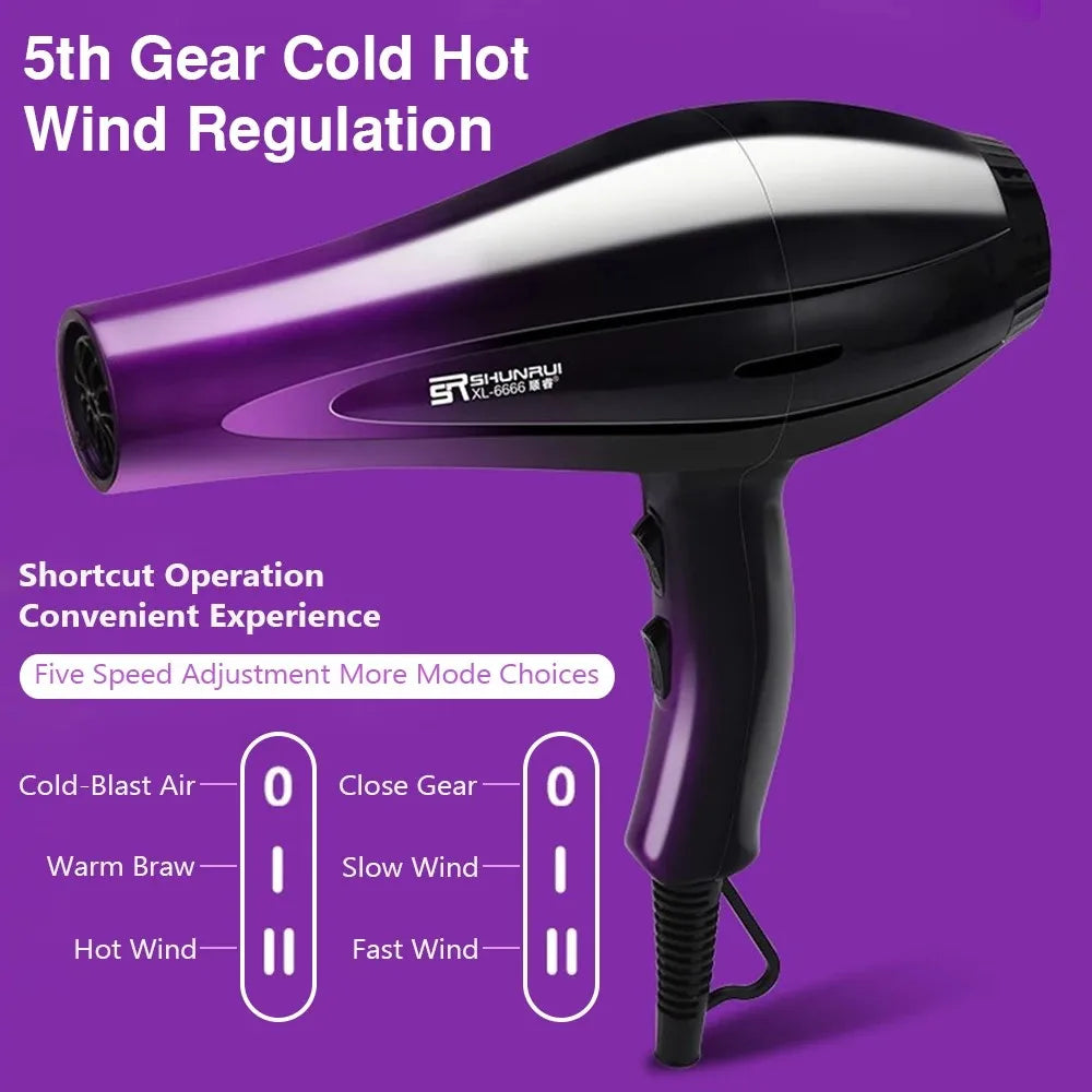 High-Power Ionic Hair Dryer, Fast Heating and Hot/Cold 9 Gears Adjustment Home Professional Hair dryer, Blow Dryer with Accessories