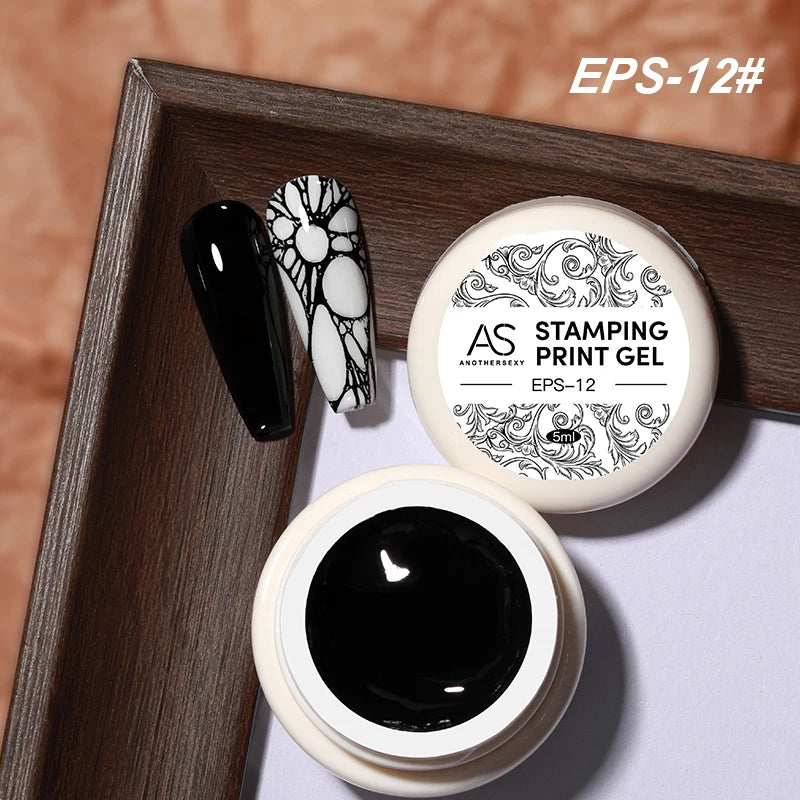 AS Esmalte de uñas de estampado de 5ml, colores, barniz de impresión de uñas para placa de estampado, lacas de impresión en blanco y negro, no kit