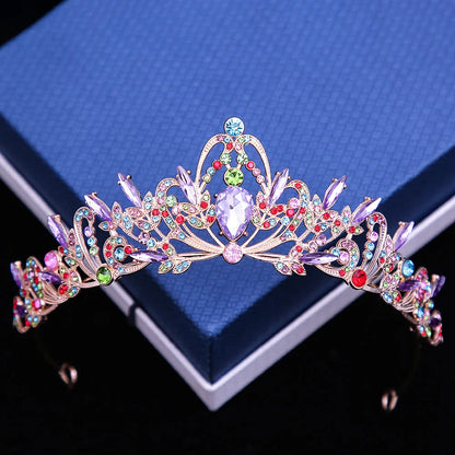 Multicolor Crystal Crown Hair Accessories Tiara For Women, Party Colorful Rhinestone, Bridal Crown, Party Hair Jewelry Gift