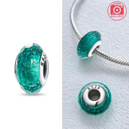 Silver 925 Colorful Flower Series Murano Glass Beads Charm Fit Original Bracelet Murano Glass DIY for Women Jewelry Gift