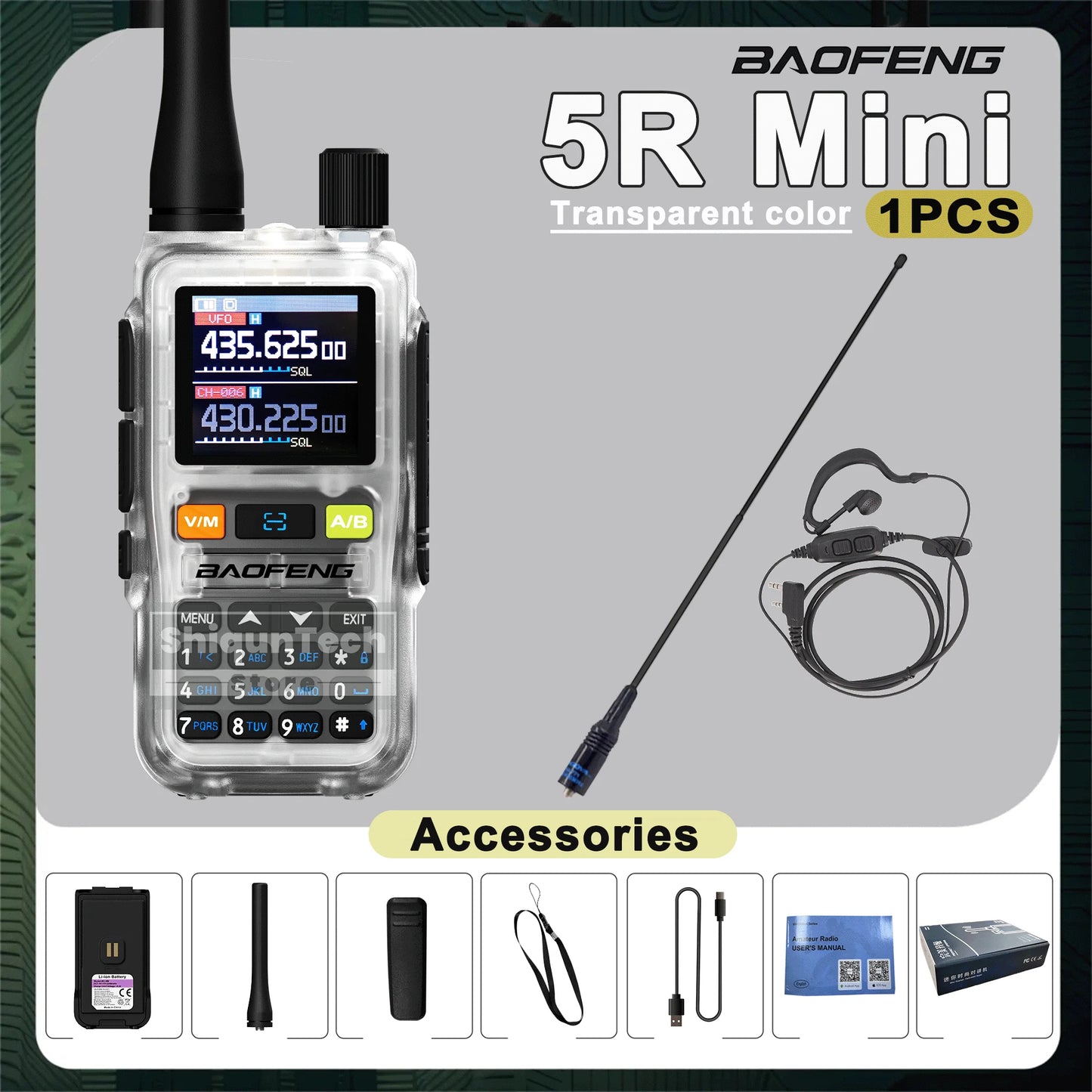 Baofeng UV 5R Mini Walkie Talkie Banda Aérea UHF/VHF Doble Vigilancia Doble PTT Programación Bluetooth Tipo-C Camping Radioaficionado Actualización 5R