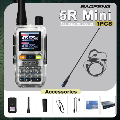 Baofeng UV 5R Mini Walkie Talkie Banda Aérea UHF/VHF Doble Vigilancia Doble PTT Programación Bluetooth Tipo-C Camping Radioaficionado Actualización 5R