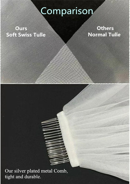 Pearls White Ivory Long Bridal Veil With Comb 1 Layer, Cathedral Wedding Veil with Pearls, Velos de Noiva, Crystal Beads, 75-300cm