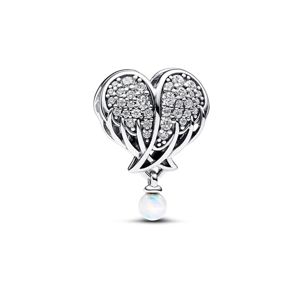 Authentic 925 Sterling Silver Charm Sparkling Star Moon & Sun Pendant Fit Original Bracelets DIY Women Bangles Jewelry Gift