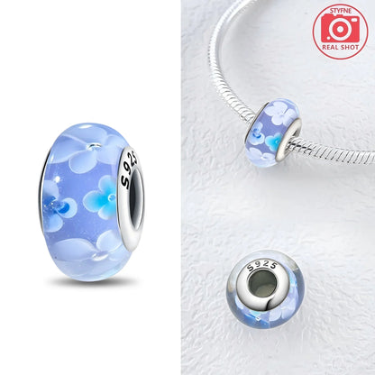 Silver 925 Colorful Flower Series Murano Glass Beads Charm Fit Original Bracelet Murano Glass DIY for Women Jewelry Gift