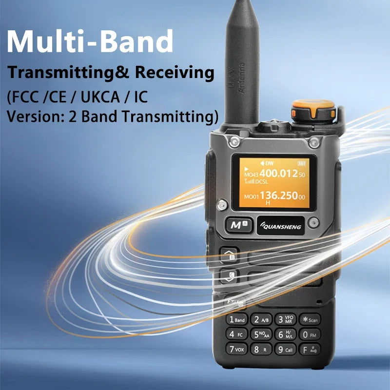 Quansheng UV-K6 Walkie Talkie 5W Radio de banda aérea Carga tipo C UHF VHF DTMF FM Scrambler NOAA Frecuencia inalámbrica Radio CB de dos vías