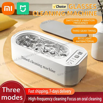 Ultrasonic Glasses Cleaner, 50KHz Contact Lens Cleaner, Household Timer Jewelry Toothbrush Cleaner, Brush Dentures, New MIJIA