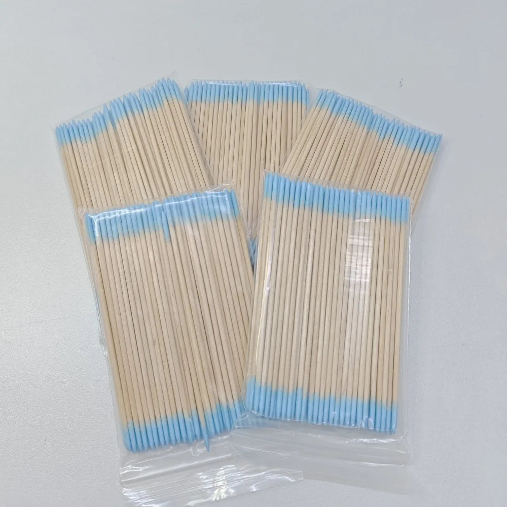 100/300/500 Pcs Disposable Ultrasmall Cotton Swab Brush Lint-Free Micro Wood Makeup Brushes for Eyelash/Tattoo Cleaning, Tattoo Accessories