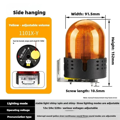 Three Sound Modes Emitting LTE-1101J Light Flashing Shiny Warning Light 120dB Volume Adjustable Magnetic Base 12V 24V 220V