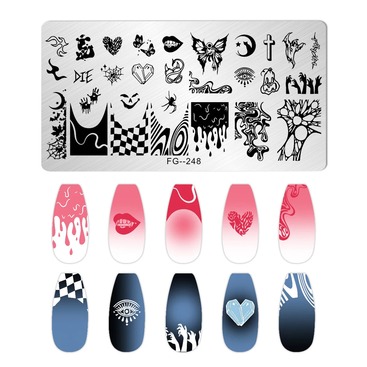 RJ Halloween Nail Stamping Plates, Beautiful zombie Festival Pattern Nail Art Image Plates, Stainless Steel Nail Art Plate Stencil
