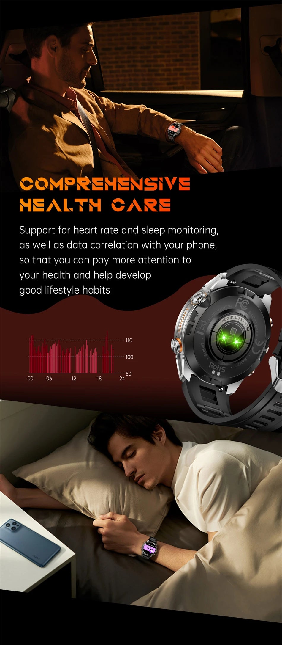 New Outdoor Sport Smart Watch, For Men, 1.46" AMOLED Screen LED, Flashlight, 515mAh Battery, 10ATM Waterproof, Bluetooth Call Smartwatch