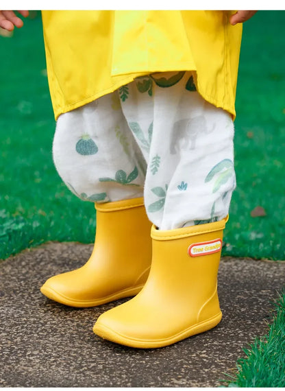 Kids Rain Boots Girls Boys Rainboots Anti-Slip Children Baby Rain Shoes PVC Waterproof Mid-Calf Water Shoes Soft Rubber