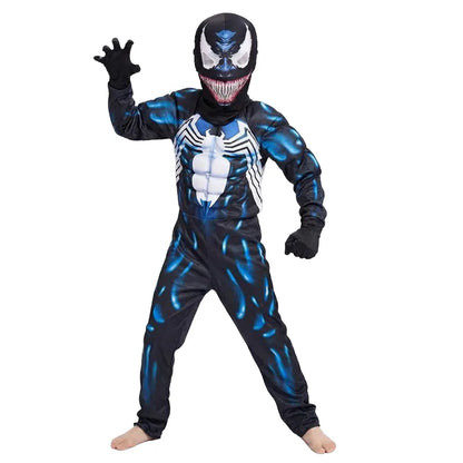 Boys Girls Superhero Costume Movie Characters Cosplay Jumpsuit with Halloween Mask Party Cosplay Outfit for Holiday Dress Up