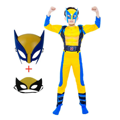 Boys Girls Superhero Costume Movie Characters Cosplay Jumpsuit with Halloween Mask Party Cosplay Outfit for Holiday Dress Up