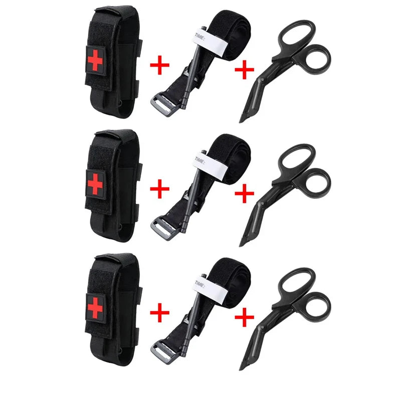 Emergency Tourniquet Tactical Emergency Strap Single Handed Medical First Aid Equipment for Hiking Camping Travel Outdoor Sports