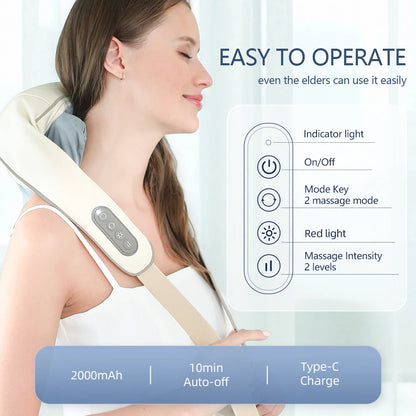 Foreverlily 26W Brushless Motor Neck and Shoulder Massager, Wireless Shoulder and Back Kneading Massage Shawl, Neck Masajeador