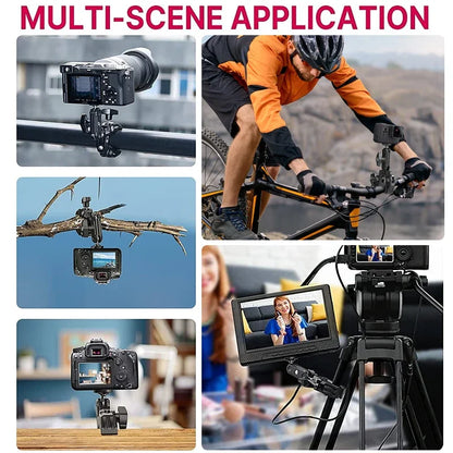 Metal Super Clamp with Double Ball Head, Magic Arm Clamp with 1/4" 3/8" Hole for DSLR Camera Monitor Light Mic Mount, Ulanzi R094