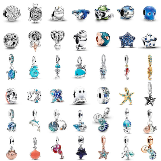 Sterling Silver Hot Sale Ocean World Series Sea Turtle Starfish Little Crab Octopus Fashion Bead Fit Lady Bracelet DIY Jewelry