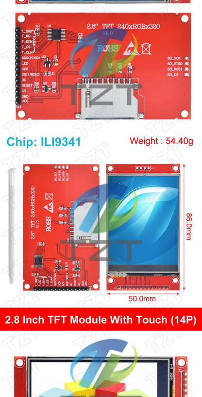 240x320 2.8" SPI TFT LCD Touch Panel Serial Port Module With PBC ILI9341 / ST7789V 2.8 Inch SPI Serial Display With Touch Pen