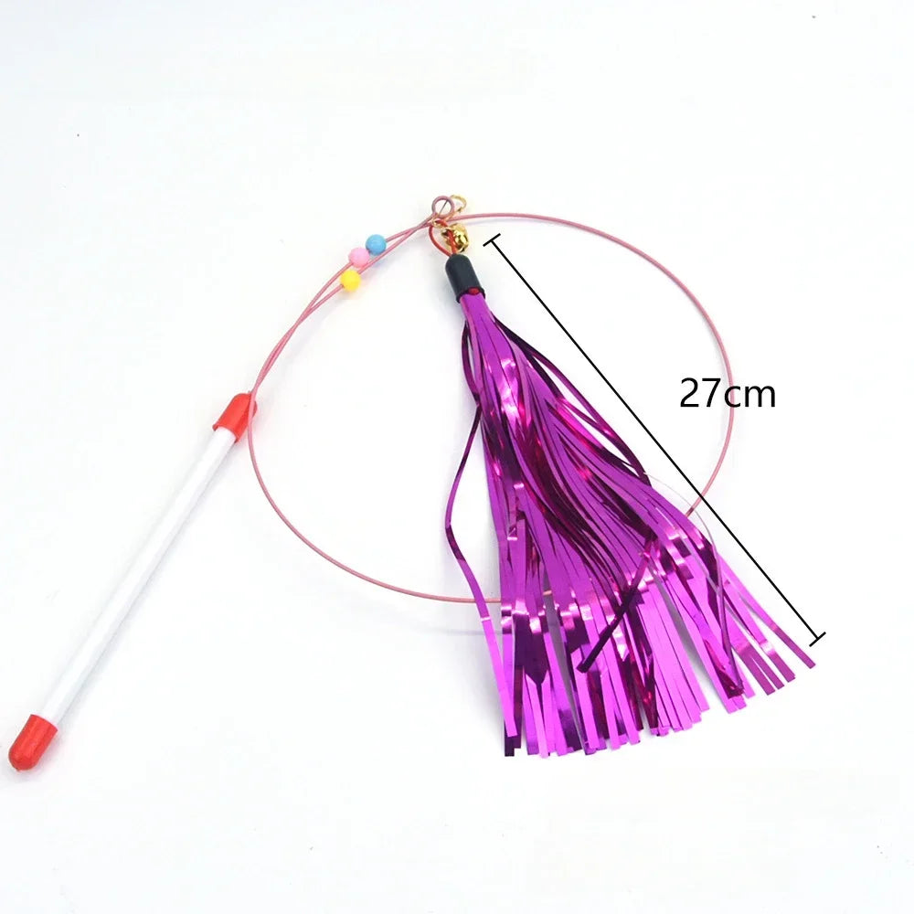 Interactive Cat Toy Hands-Free Cat Stick Playing Kitten Playing Teaser Wand Toy Suction Cup Bird/Feather Cat Wand Pet Supplies