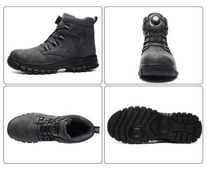 Rotating Button Work Shoes for Men Anti Puncture Work Sneakers Waterproof Work Safety Shoes Non Slip Steel Toe Tactical Boots