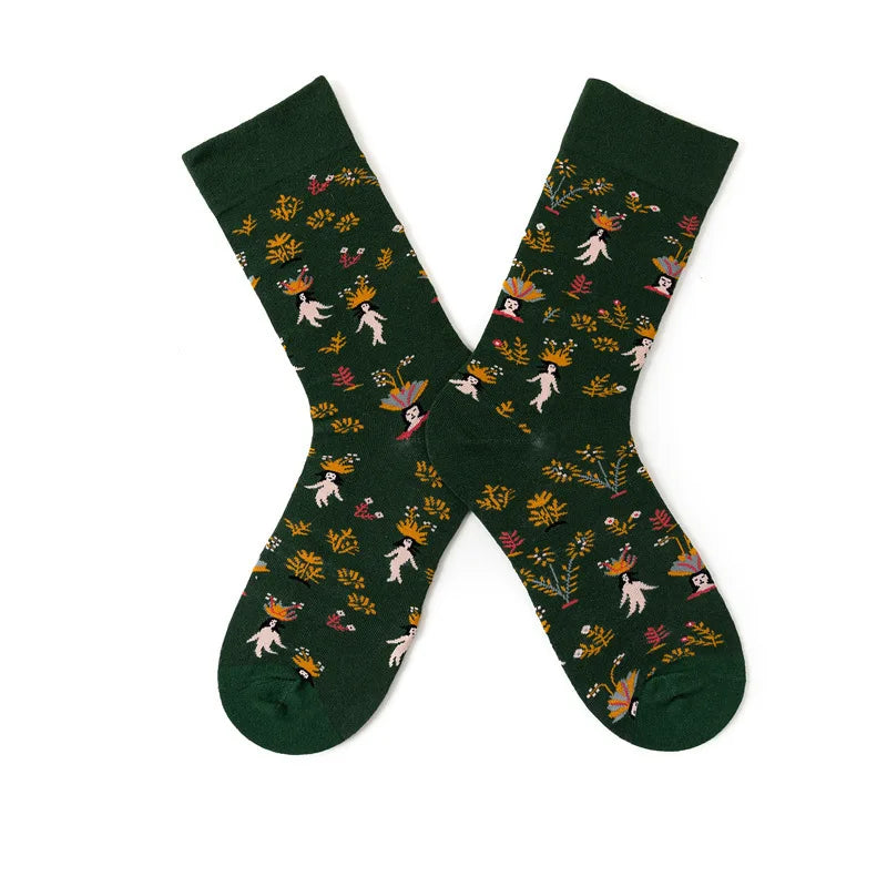 New cotton socks high-quality men's and women's British style casual Harajuku fashion novelty literary couple sexy socks