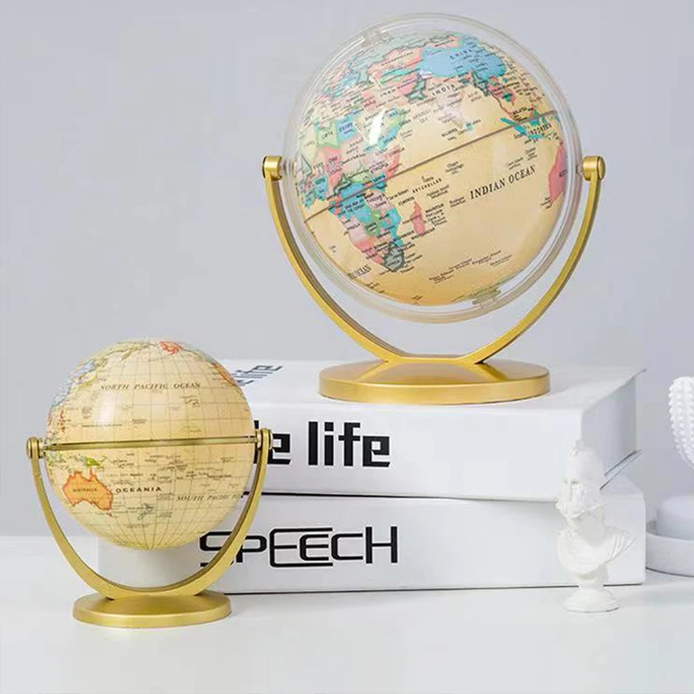 1Pc Retro Globe 360 Rotating Earth World Ocean Map Ball Antique Desktop Geography Learning Education Home School Decoration New