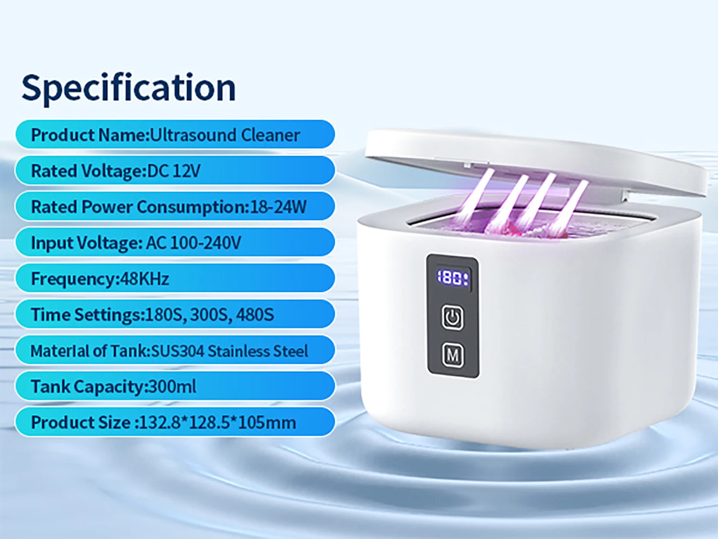 KUNPHY Dental Ultrasonic Retainer Cleaner Machine with UV Light Digital Timer for Denture Mouth Guard Aligner Night Guard 300ML