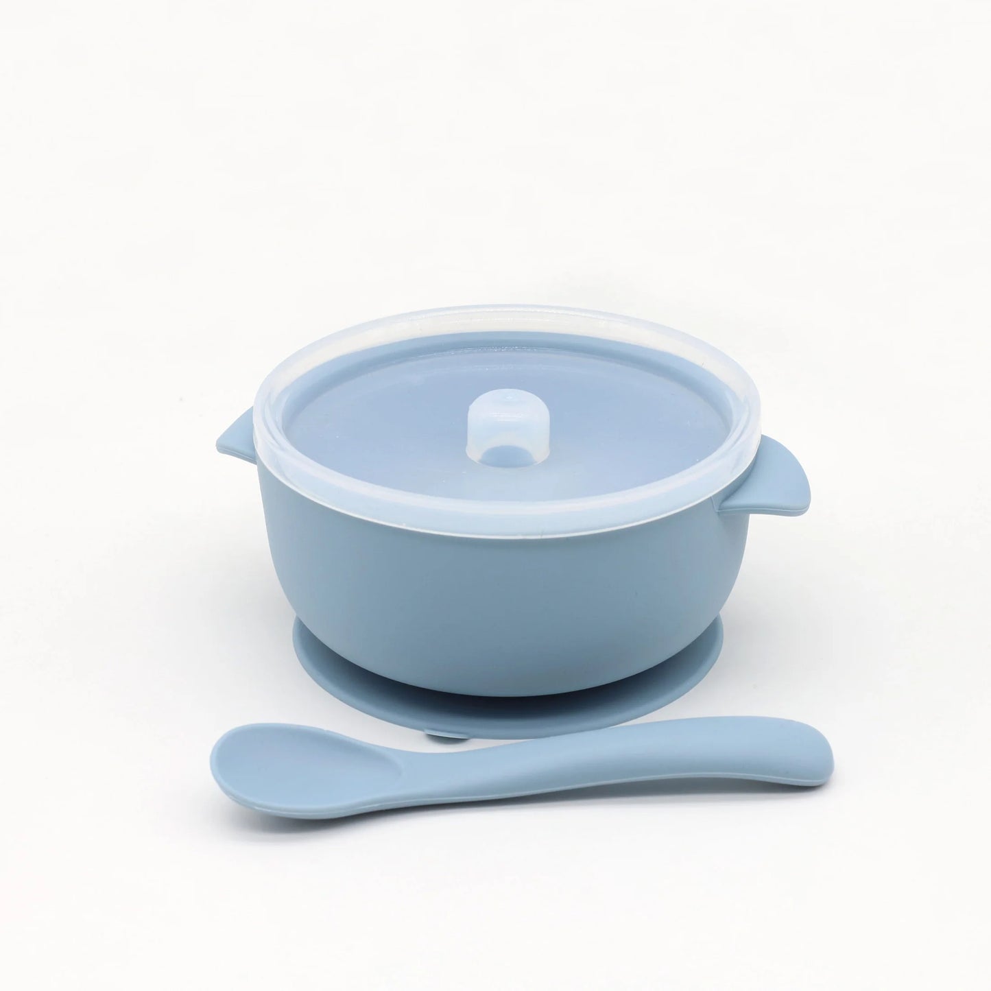 3pcs silicone bowl with lid, food spoon bowl with suction cup, strong suction set