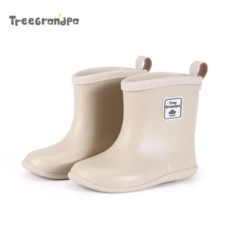Kids Rain Boots Girls Boys Rainboots Anti-Slip Children Baby Rain Shoes PVC Waterproof Mid-Calf Water Shoes Soft Rubber