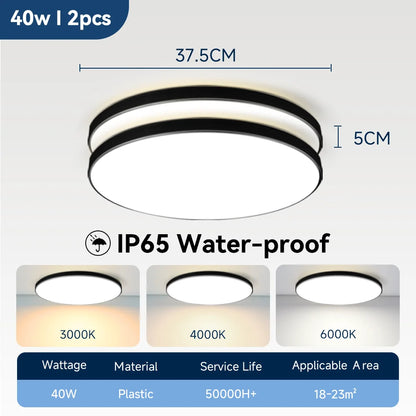 Waterproof Bathroom Lamp Ceiling Led Ceiling Lights 18W 30W 40W Round Led Ceiling Lamp For Kitchen Living Room Toilet Room 220V