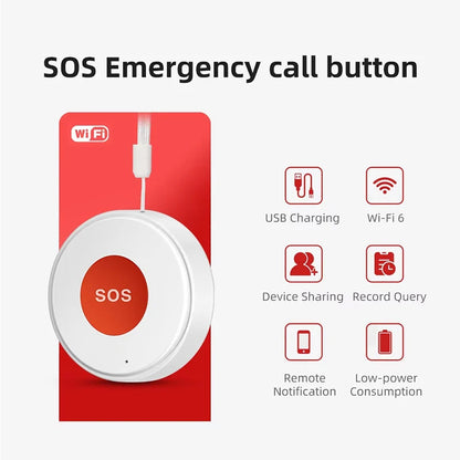 Smart Life APP WiFi SOS Emergency Button Tuya Home Security Elderly Children One-Click Call Help Alarm Remote Notification