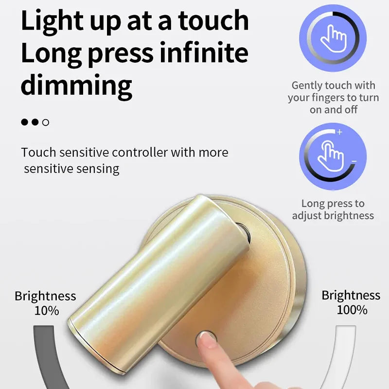 LED Magnetic Wall Lamp, USB Rechargeable, Touch Switch, Adjustable Brightness, Ideal for Bedroom, Dining Room, Party, Art Decor