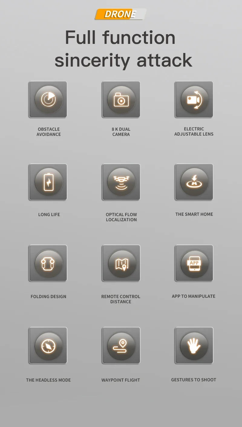 Drone, 4K Professional Camera 8K GPS HD Aerial Photography Dual-Camera Omnidirectional Obstacle Avoidance Drone, Camera Drone