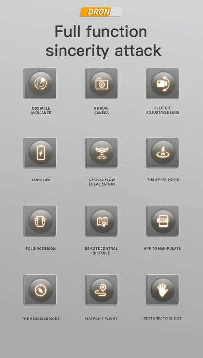 Drone, 4K Professional Camera 8K GPS HD Aerial Photography Dual-Camera Omnidirectional Obstacle Avoidance Drone, Camera Drone