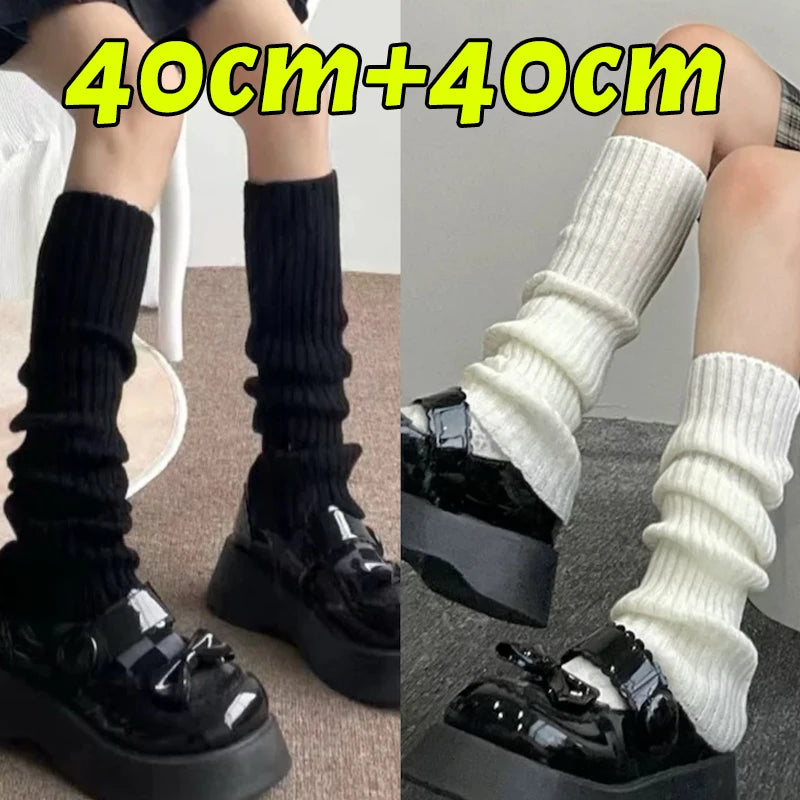 40-70cm Knitted Lolita Leg Warmers Women's Long Socks Autumn Winter Wool Foot Cover Arm Warmer Y2K Crochet Heap Socks Boot Cuffs
