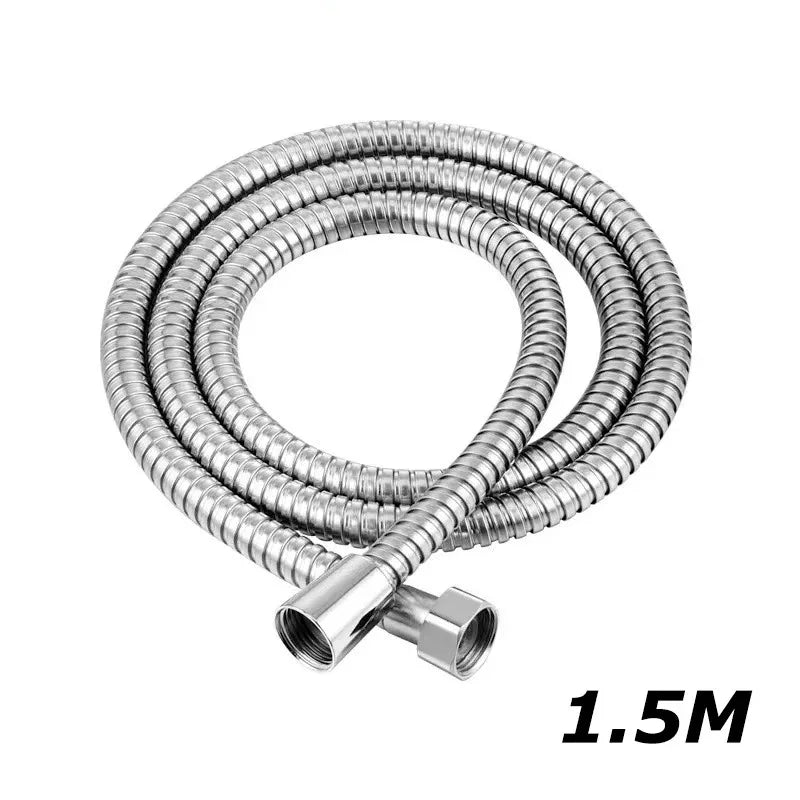 SUS 304 1.5/2M, Black/silver Flexible Shower Hose, Long Bathroom Shower Pipe Extension, Water Pipe Pull Pipe Bathroom Accessories