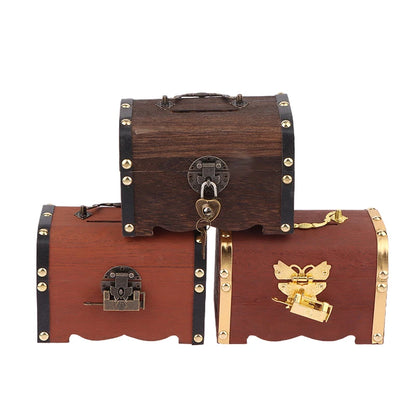 Classic Treasure Chest Savings Box with Secure Lock for Home Ornamentation