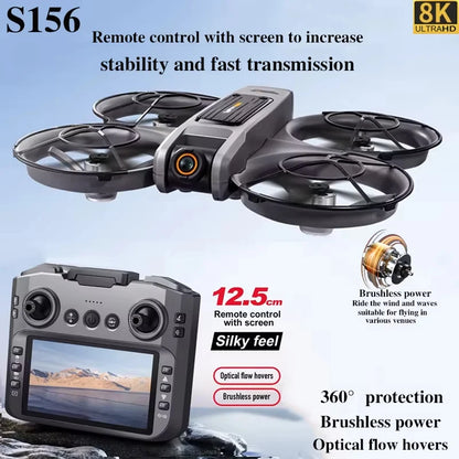 Upgrade S156 Drone 8K HD Dual Camera 3 Battery 5G WiFi FPV Brushless Motors Optical Flow Hover Obstacle Avoidance GPS Four-Axis Drone