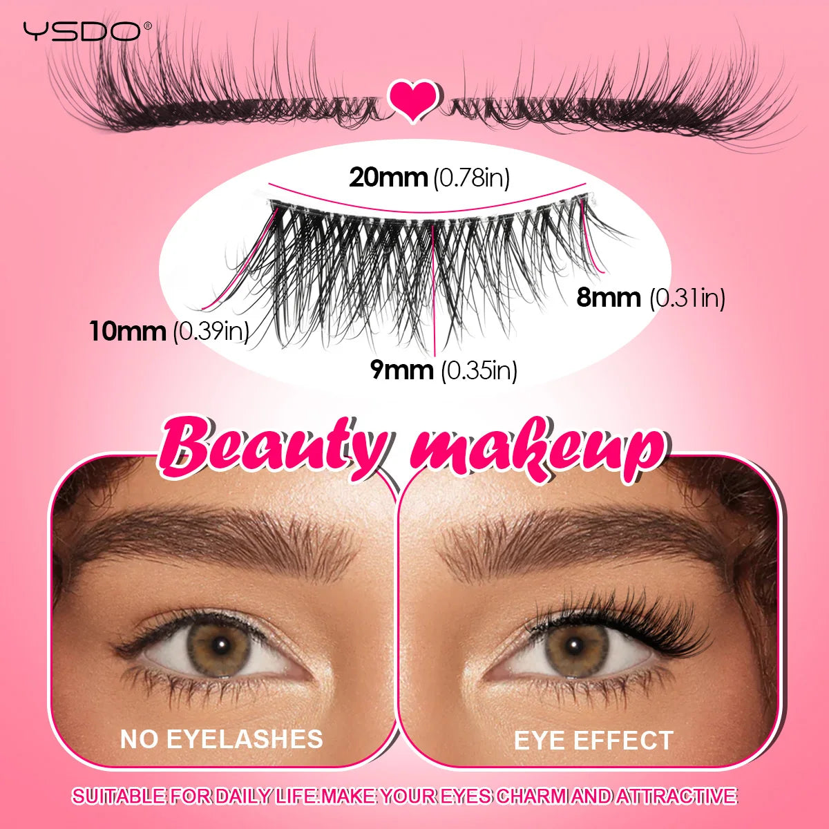 YSDO 5/10 Pairs Half Lashes Cat Eyelashes Soft Natural Clear Band False Lashes Natural Wispy Faux 3d Mink Eyelashes Makeup Tools