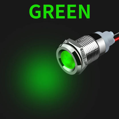 6mm 8mm 10mm 12mm 14mm Metal LED Warning Indicator Light Signal Lamp Pilot Wire 3-6V 12-24V 220V Waterproof IP65 Red Green Blue